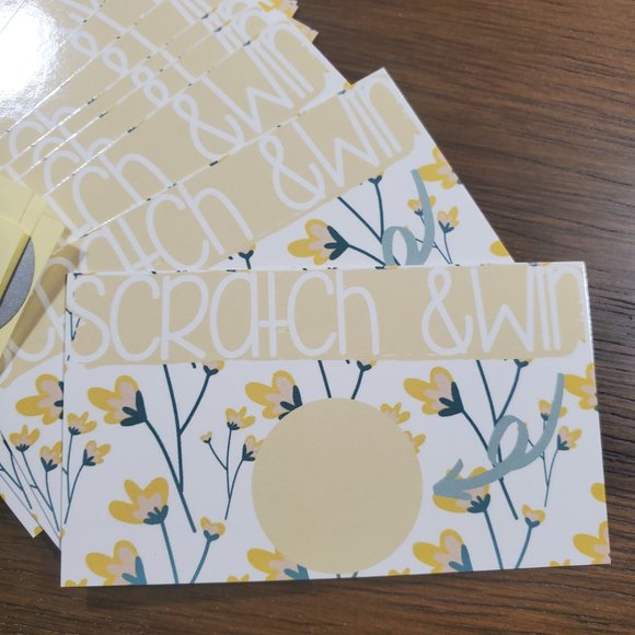 Scratch & Win-Thank You Cards- Party-Shower-Yellow Flowers - 40 Cards - Picture 6 of 8